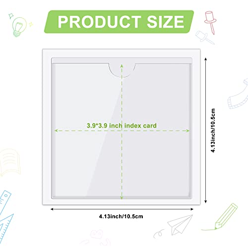 Chinco 30 Pack Self-Adhesive Index Card Pockets with Top Open for Loading - Ideal Index Card Holder for Organizing and Protecting - Crystal Clear Plastic (4.13 x 4.13 Inches) - Image 2