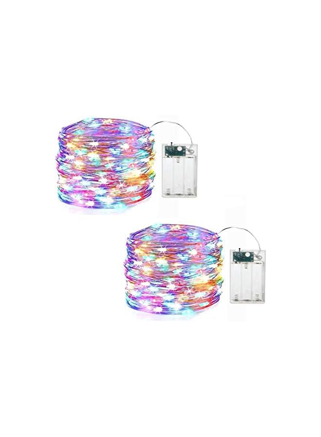 The Bros 2 مجموعات من أضواء الجنيات تعمل بالبطارية LED سلكية مصغرة بأربعة ألوان تتلألأ أضواء عيد الميلاد الخارجية 5م/16.4 قدم 50 مصباح. - Image 2