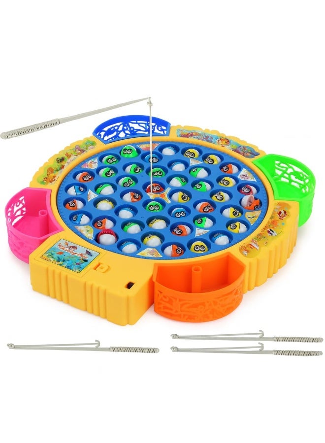 ARGT 45 PCS Magnetic Fishing Game – Rotating Musical Fishing Toy Set with 4 Poles, 5 Players, Educational & Family Game for Kids & Toddlers | Gift for Boys & Girls - Image 1