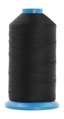 Mandala Crafts Size 138 420D T135 Bonded Nylon Thread - Black 1250 YDs Tex 135 Heavy Duty Sewing Threads for Leather, Jeans, Weaving, Outdoor Marine Upholstery - Image 1