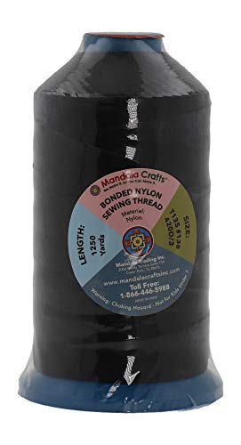 Mandala Crafts Size 138 420D T135 Bonded Nylon Thread - Black 1250 YDs Tex 135 Heavy Duty Sewing Threads for Leather, Jeans, Weaving, Outdoor Marine Upholstery - Image 3