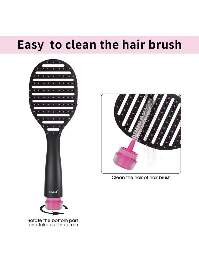 LAVONE Hair Brush, Curved Vented Hairbrush Faster Blow Drying, Detangler Brush with a Built in Brush Cleaner, Hair Clips and Magnetic Holder, for women Men & Kids, Detangling Brush for All Hairs - Image 4
