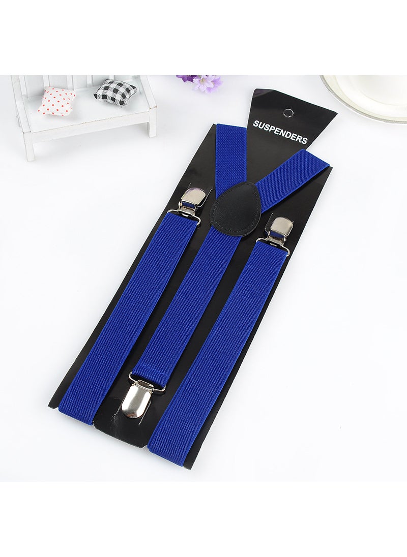 Generic 2.5 Multi-color Unisex Suspenders High-Elasticity Clips Sapphire Blue 