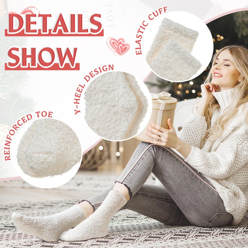 Eyean Womens Fuzzy Fluffy Slipper Socks Warm Winter Soft Thermal Plush Casual Sleep Cozy Home Socks (5 Pairs Black Gray Brown) - Image 4