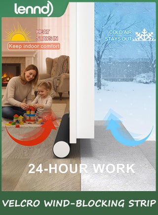 Door Draft Stopper Bottom One Sided Door Draft Blockers，94cm Cutable Under Door Draft Blocker Insulator Door Sweep Weather Stripping Soundproof，Fits for Interior／Exterior Doors，1 Pack,Black - view 3