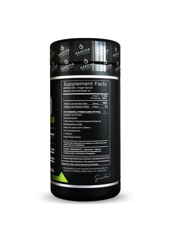 SASCHA FITNESS - Fat Loss Pills ; Collagen Support ; Fluid Balance ; Fit9 Ingredients: 7Keto + Uva Ursi Gotu Kola Ltheaninegingko Bilobadimgreen Tea ; Weight Loss Supplementsvegan120 Natural Cap - Image 1