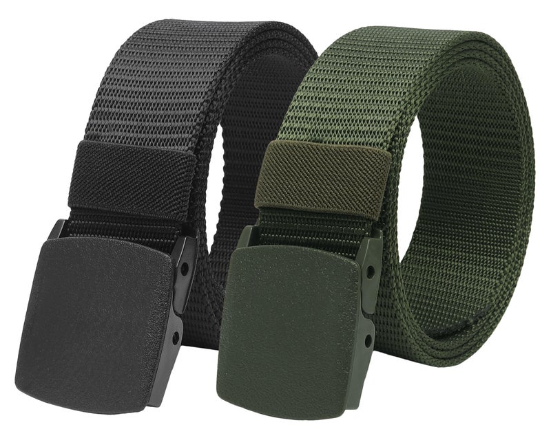 ZORO Unisex Nylon & Canvas Waist Belt For Men & Women, (Pack of 2), Fits on upto 40 inches Waist Size (Black,Green) - Image 1