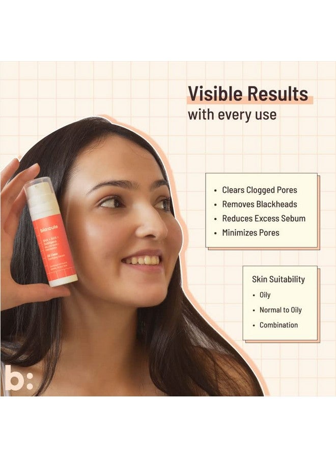 Biocule Oil Clear Clarifying Serum Aha Bha Serum From Willow Bark & Fruit Mix With Subligana From Harungana For Oil Control Pore Tightening & Even Skin Face Serum For Oily Skin 30Ml - Image 4