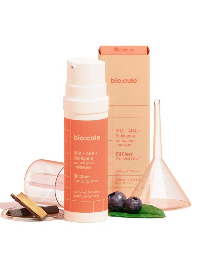 Biocule Oil Clear Clarifying Serum Aha Bha Serum From Willow Bark & Fruit Mix With Subligana From Harungana For Oil Control Pore Tightening & Even Skin Face Serum For Oily Skin 30Ml - Image 1