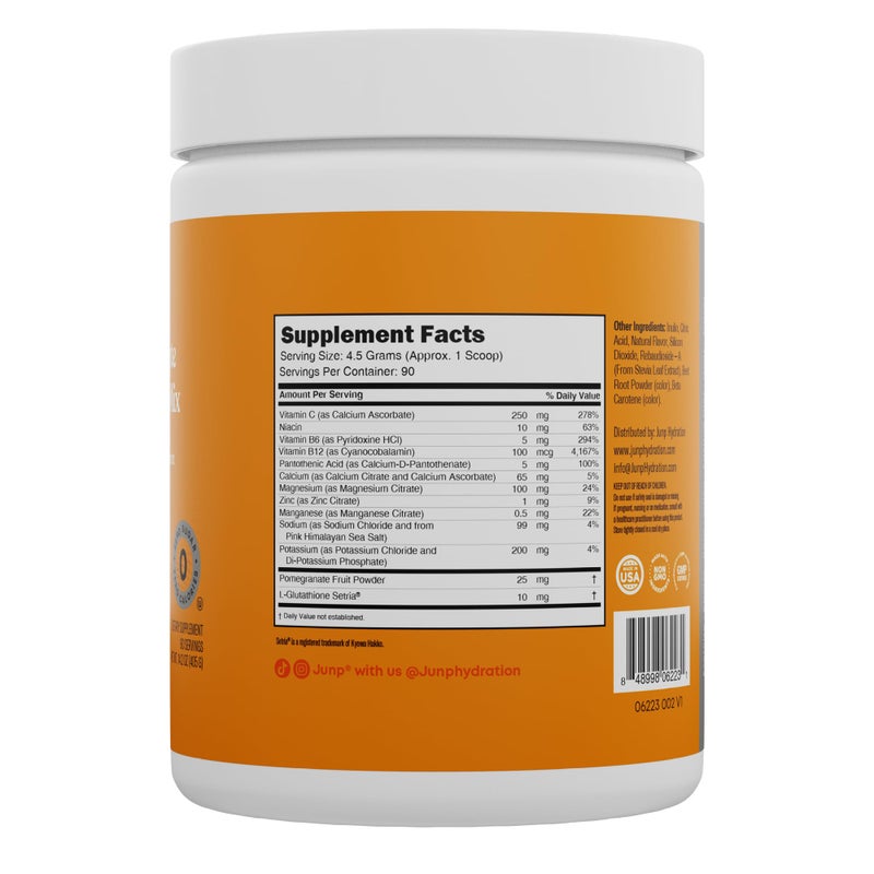 JUNP مسحوق الإلكتروليتات من جونب، خالٍ من السكر والكربوهيدرات، بنكهة البرتقال الحمضية الحلوة والمنعشة، مناسب لنظام الكيتو الغذائي، يحتوي على البوتاسيوم والملح، مسحوق إلكتروليتات خالٍ من السعرات الحرارية والسكر، 90 حصة - Image 3