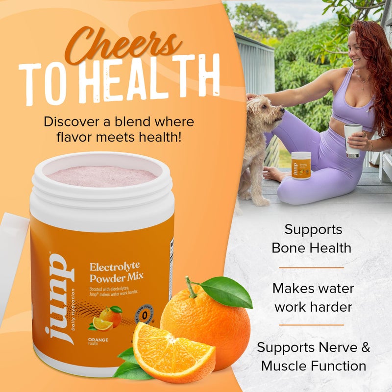 JUNP مسحوق الإلكتروليتات من جونب، خالٍ من السكر والكربوهيدرات، بنكهة البرتقال الحمضية الحلوة والمنعشة، مناسب لنظام الكيتو الغذائي، يحتوي على البوتاسيوم والملح، مسحوق إلكتروليتات خالٍ من السعرات الحرارية والسكر، 90 حصة - Image 4
