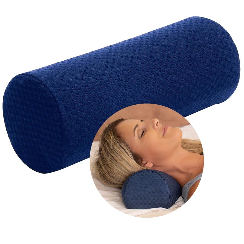 Carex Memory Foam Cervical Neck Pillow Round Contoured Design to Support Neck and Shoulders Relieve Pain and Pressure Neck Roll Pillow for Sleeping Neck Pillow Memory Foam Neck Pillow