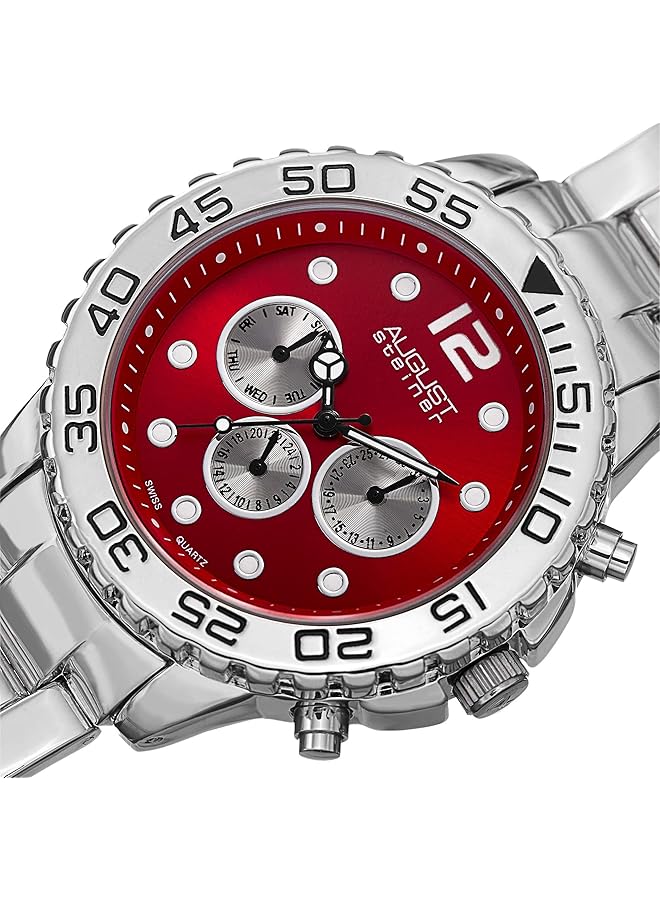 August Steiner Mens Quartz Watch Analog Display And Stainless Steel Strap As8158Rd - Image 2