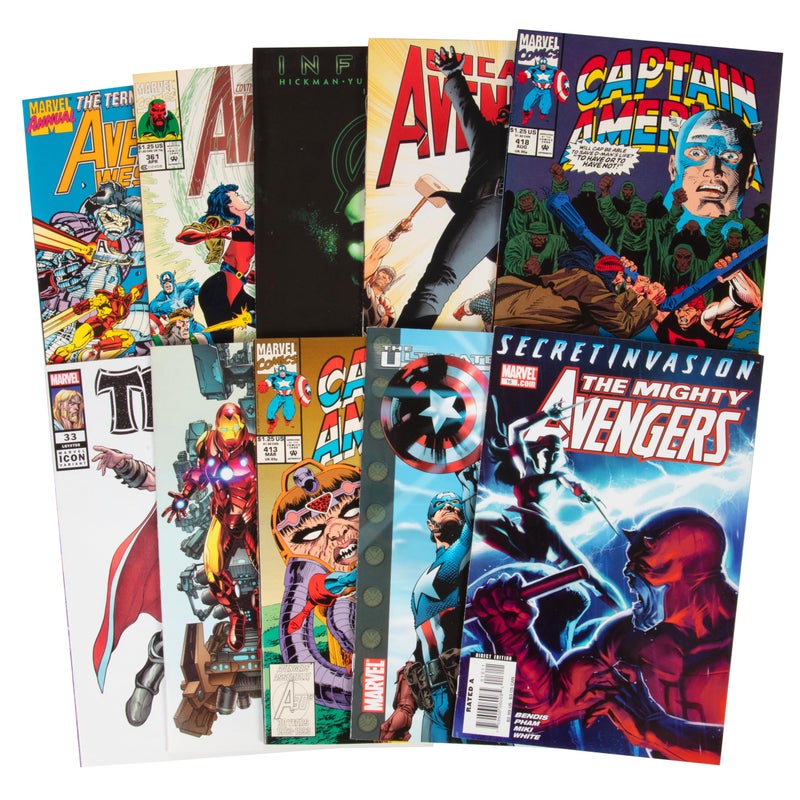 SCS Direct Marvel Avengers Comic Book Value Gift Set - 10 Different Avengers ONLY Issues- Kid/Adult Friendly w No Inappropriate Fillers- Birthday Holiday for Any Captain America, Thor, Iron Man Superhero Fan - Image 1