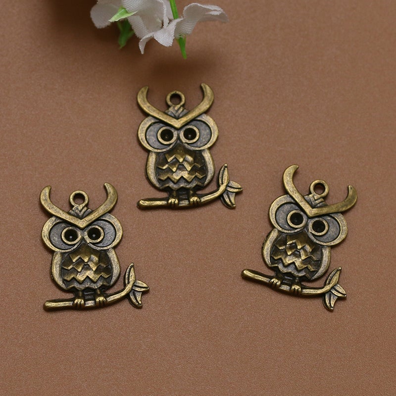 20pcs Alloy Owl Shape Pendants Charms DIY Jewelry Making Accessory for Necklace Bracelet (Bronze) - Image 4