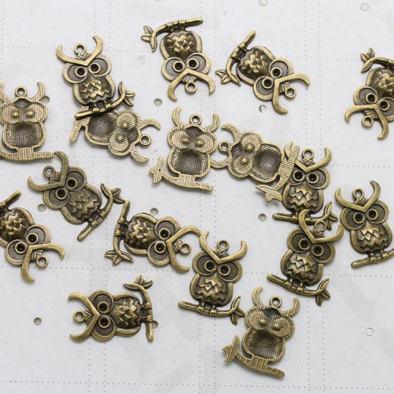 20pcs Alloy Owl Shape Pendants Charms DIY Jewelry Making Accessory for Necklace Bracelet (Bronze) - Image 2