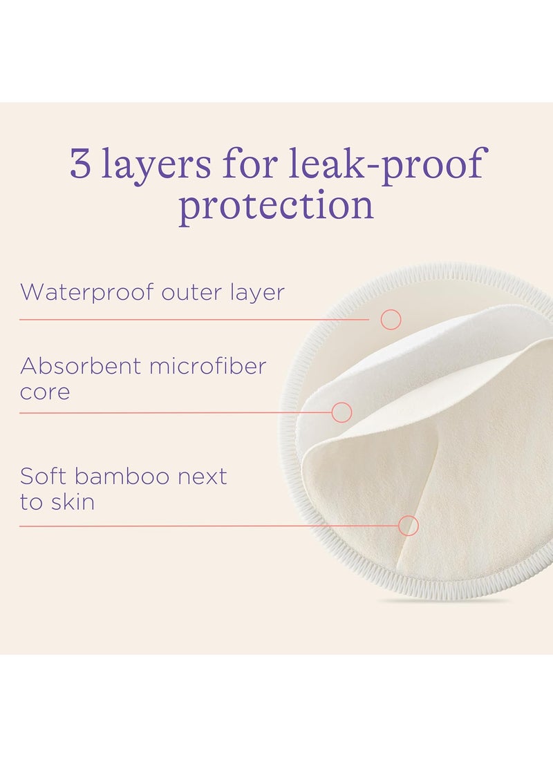 Lansinoh Lansinoh Washable Nursing Pads Made with Organic Bamboo Viscose Reusable Breast Pads for Breastfeeding with Wash Bag Breastfeeding Essentials 10 Count  - Image 4