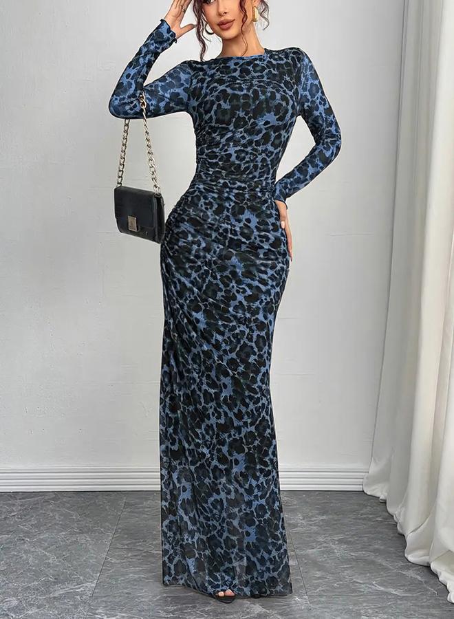 Take Two Leopard Print Bodycon Long Sleeve Maxi Dress - Image 4