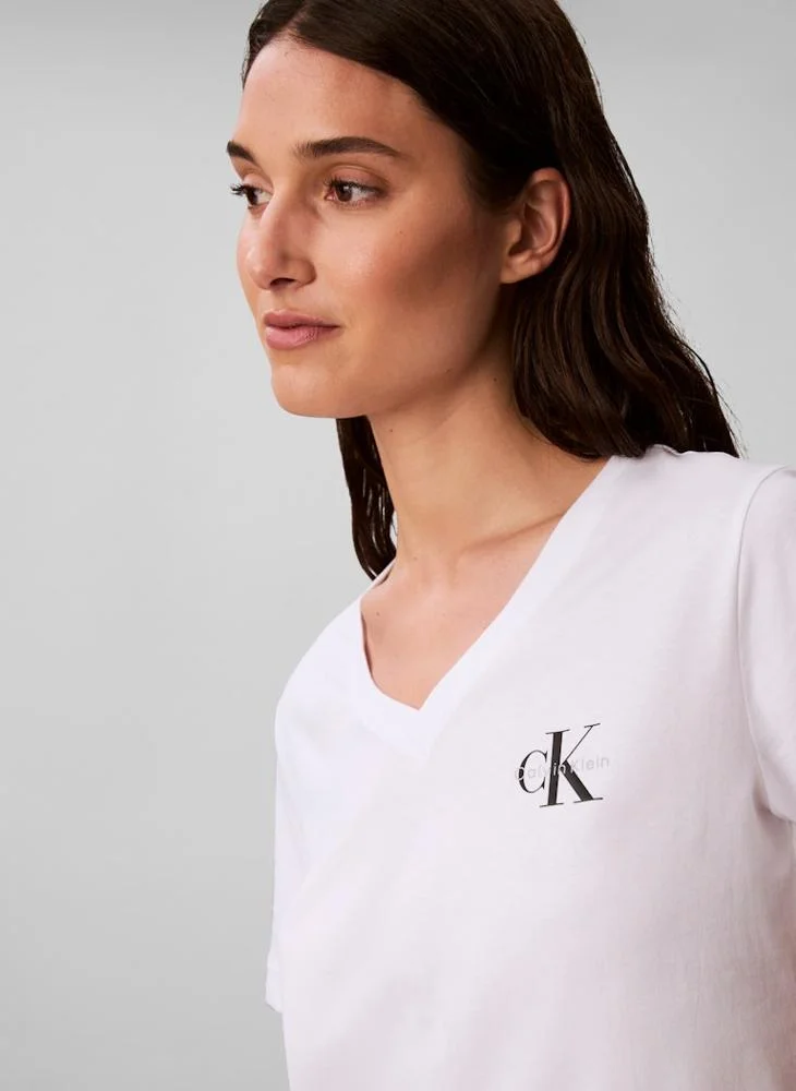 Calvin Klein Jeans 2 Pack Of Logo V Neck T-Shirt