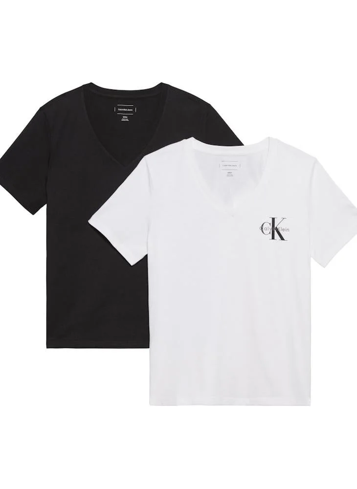Calvin Klein Jeans 2 Pack Of Logo V Neck T-Shirt