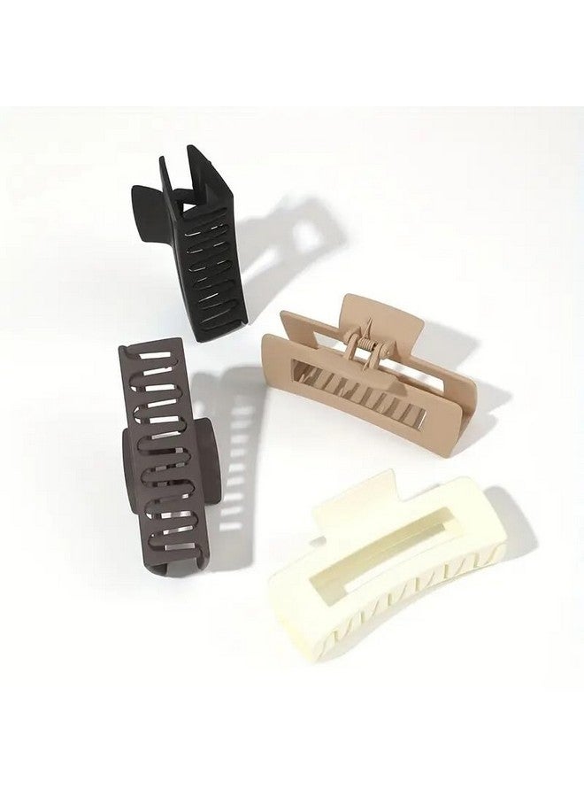 Minta 4pcs Large Simple Square Frosted Hair Clip Acrylic Shark Clip Women's Daily Back-of-the-Head Bun Catcher High-end Temperament Catcher Shower Clip Fashionable - Image 1