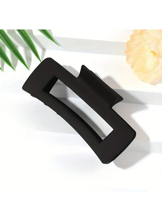 Minta 4pcs Large Simple Square Frosted Hair Clip Acrylic Shark Clip Women's Daily Back-of-the-Head Bun Catcher High-end Temperament Catcher Shower Clip Fashionable - Image 4