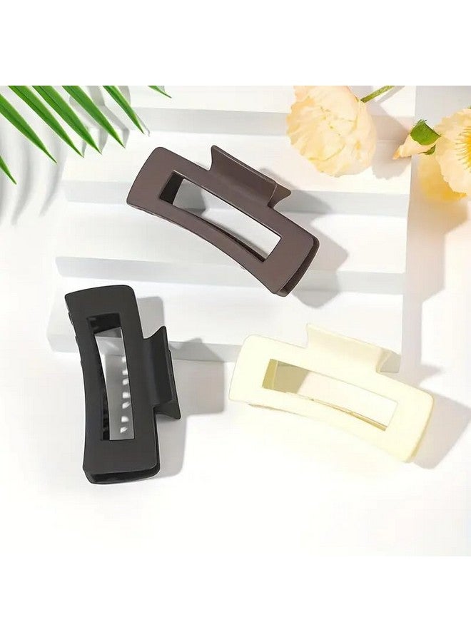 Minta 4pcs Large Simple Square Frosted Hair Clip Acrylic Shark Clip Women's Daily Back-of-the-Head Bun Catcher High-end Temperament Catcher Shower Clip Fashionable - Image 3