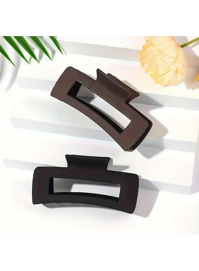 Minta 4pcs Large Simple Square Frosted Hair Clip Acrylic Shark Clip Women's Daily Back-of-the-Head Bun Catcher High-end Temperament Catcher Shower Clip Fashionable - Image 2