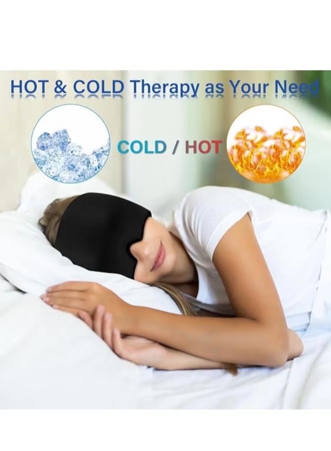 Headache Relief Hat Cold Hot Therapy Headache Relief Cap for Puffy EyesTension Sinus & Stress Relief Black(300g) - Image 5