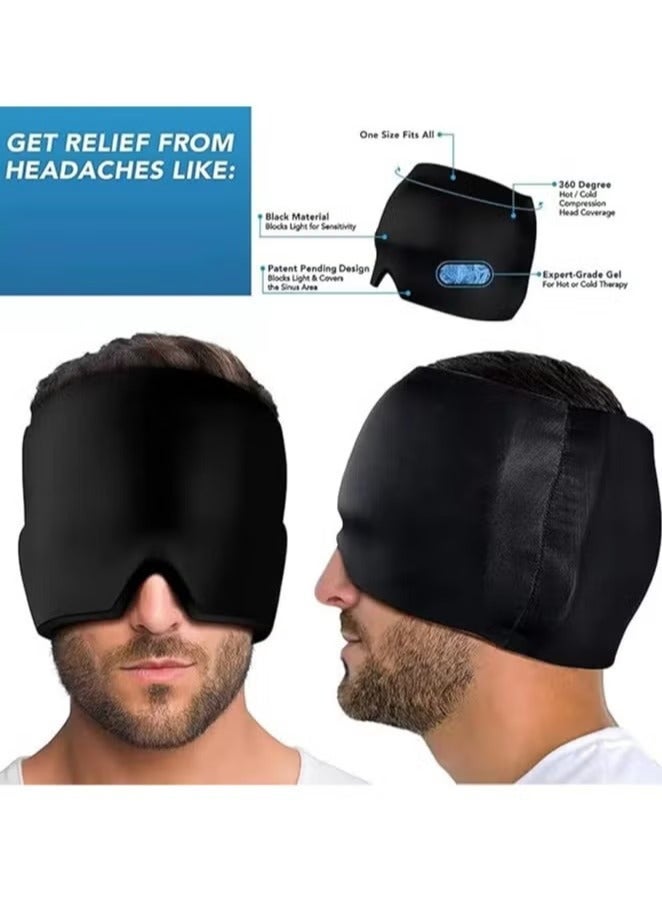 Headache Relief Hat Cold Hot Therapy Headache Relief Cap for Puffy EyesTension Sinus & Stress Relief Black(300g) - Image 4