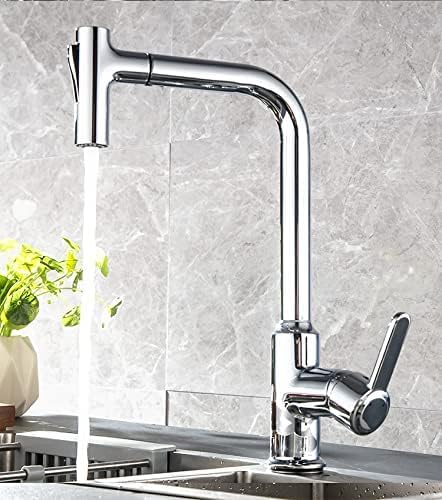 Alark Stainless Steel Bathroom Faucet Kitchen Pull Out Faucets Deck Mount Stream Shower Water Sink Flexible Hot Cold Water Mixers Swivel Spout for Kitchen Sink and Wash Basin Tap 35X21X5 CM - Image 1