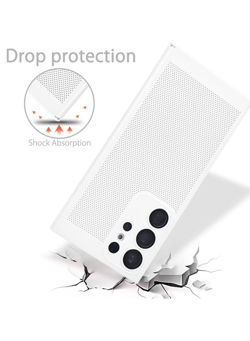 Heat Dissipation Case with Built in Camera Lens Protector Slim Fit Breathable Cooling Anti Fingerprint Hard PC Back Shockproof Cover For Samsung Galaxy S23Ultra (White)  - Image 3