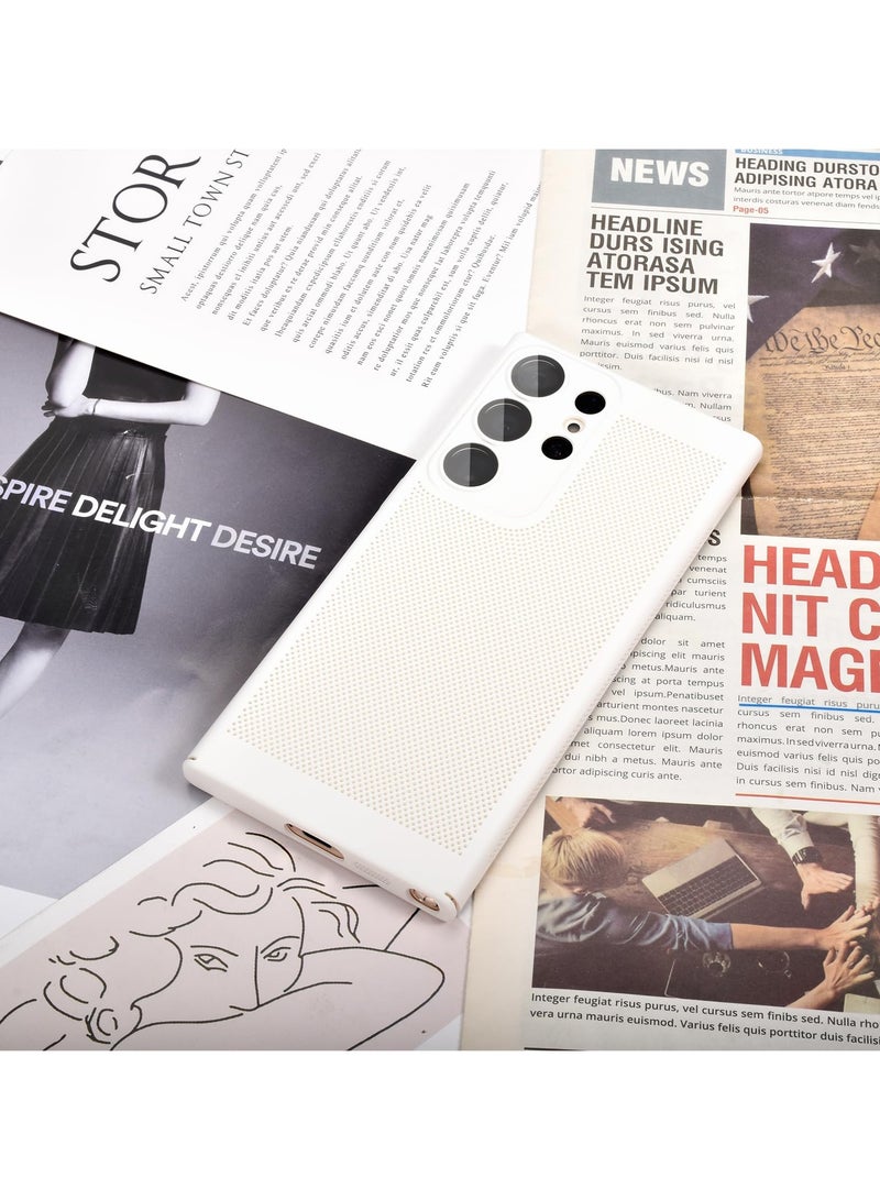 Heat Dissipation Case with Built in Camera Lens Protector Slim Fit Breathable Cooling Anti Fingerprint Hard PC Back Shockproof Cover For Samsung Galaxy S23Ultra (White)  - Image 2