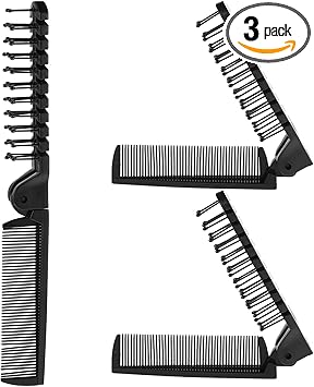 YQQYG 3PCS Folding Hair Brush Double Headed Travel Hairbrush Foldable Brush Foldable Comb Pocket Brushes AntiStatic Unisex - Image 1