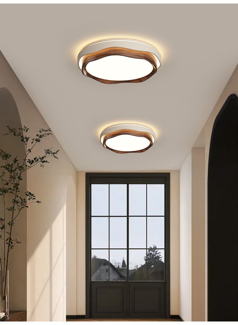Modern Minimalist Wood-Grain Wave-Shaped Pendant Light  Three-Color Dimmable  Ideal for Hallways and Balconies - Image 4