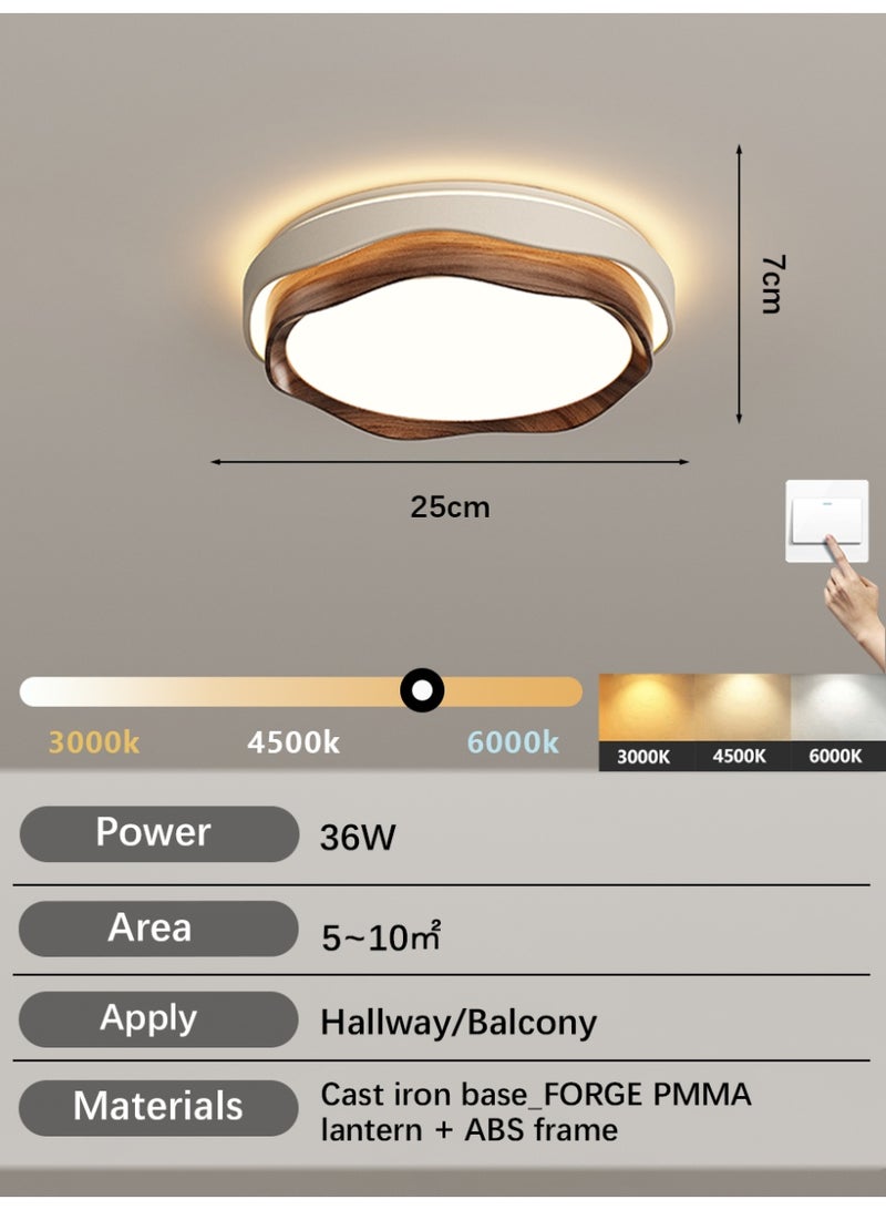 Modern Minimalist Wood-Grain Wave-Shaped Pendant Light  Three-Color Dimmable  Ideal for Hallways and Balconies - Image 2