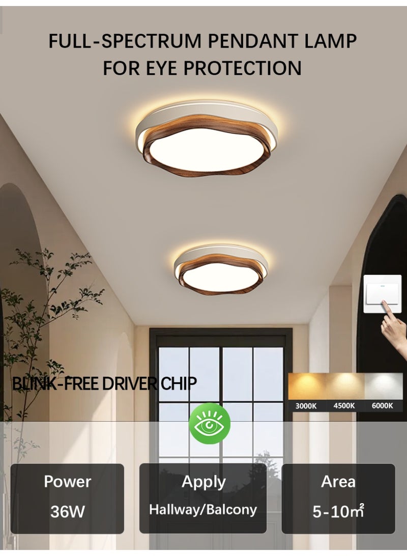 Modern Minimalist Wood-Grain Wave-Shaped Pendant Light  Three-Color Dimmable  Ideal for Hallways and Balconies - Image 1