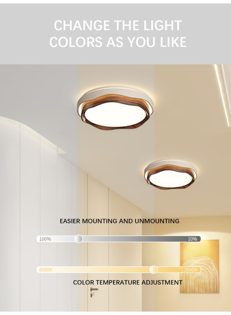Modern Minimalist Wood-Grain Wave-Shaped Pendant Light  Three-Color Dimmable  Ideal for Hallways and Balconies - Image 3