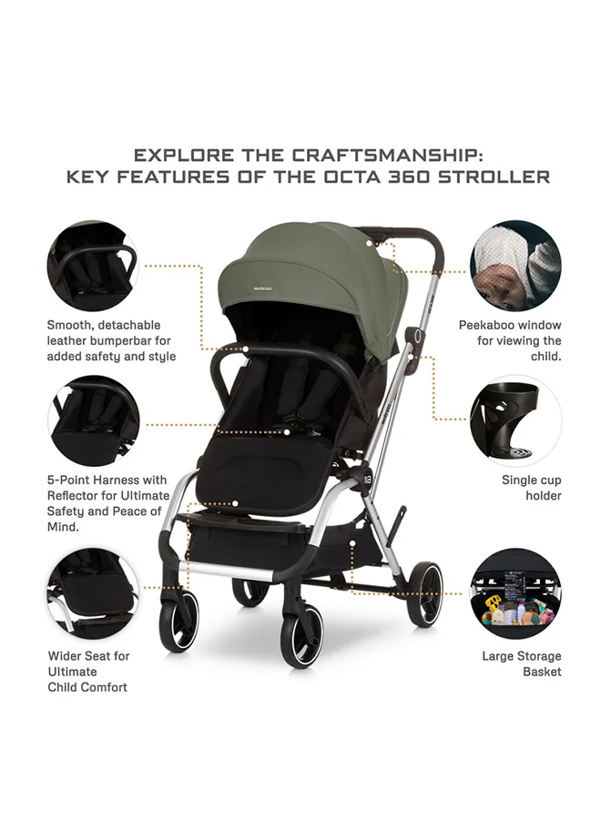 neobreez OCTA 360° Rotate Seat Lightweight Compact Travel Toddler Baby Stroller,  Reversible Handle Baby Trolley, Two-Way Baby Stroller, One-Hand Fold, Waterproof UPF 50+ Canopy, 0-4 Yrs, 22kg,  3yrs Warranty
