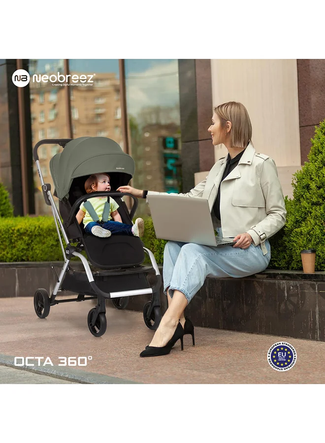 neobreez OCTA 360° Rotate Seat Lightweight Compact Travel Toddler Baby Stroller,  Reversible Handle Baby Trolley, Two-Way Baby Stroller, One-Hand Fold, Waterproof UPF 50+ Canopy, 0-4 Yrs, 22kg,  3yrs Warranty