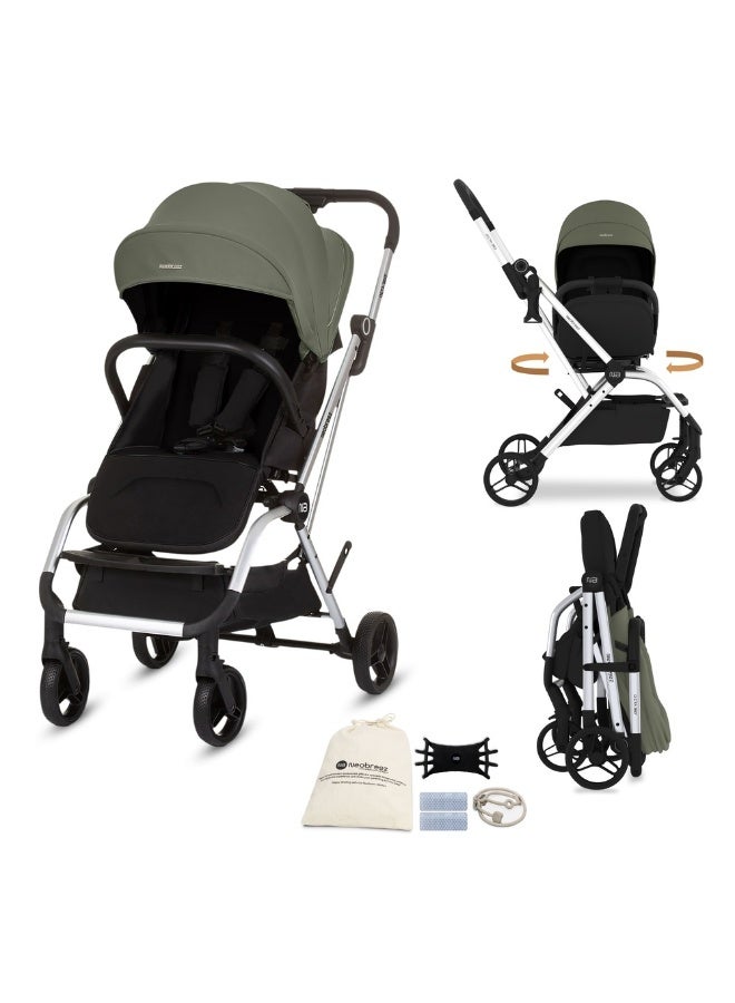 نيوبريز عربة أطفال دوارة  درجة خفيفة الوزن للسفر، مقعد قابل للعكس، قابلة للطي بيد واحدة، مظلة مقاومة للماء بعامل حماية +، ضمان  سنوات - Image 1