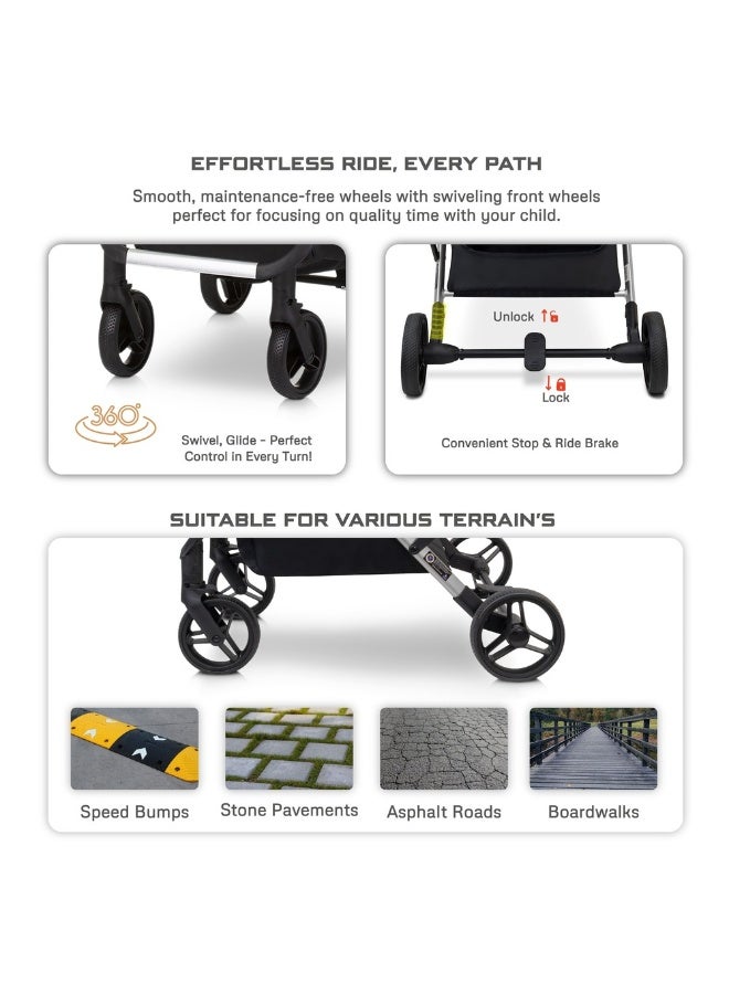 نيوبريز عربة أطفال دوارة  درجة خفيفة الوزن للسفر، مقعد قابل للعكس، قابلة للطي بيد واحدة، مظلة مقاومة للماء بعامل حماية +، ضمان  سنوات - Image 5