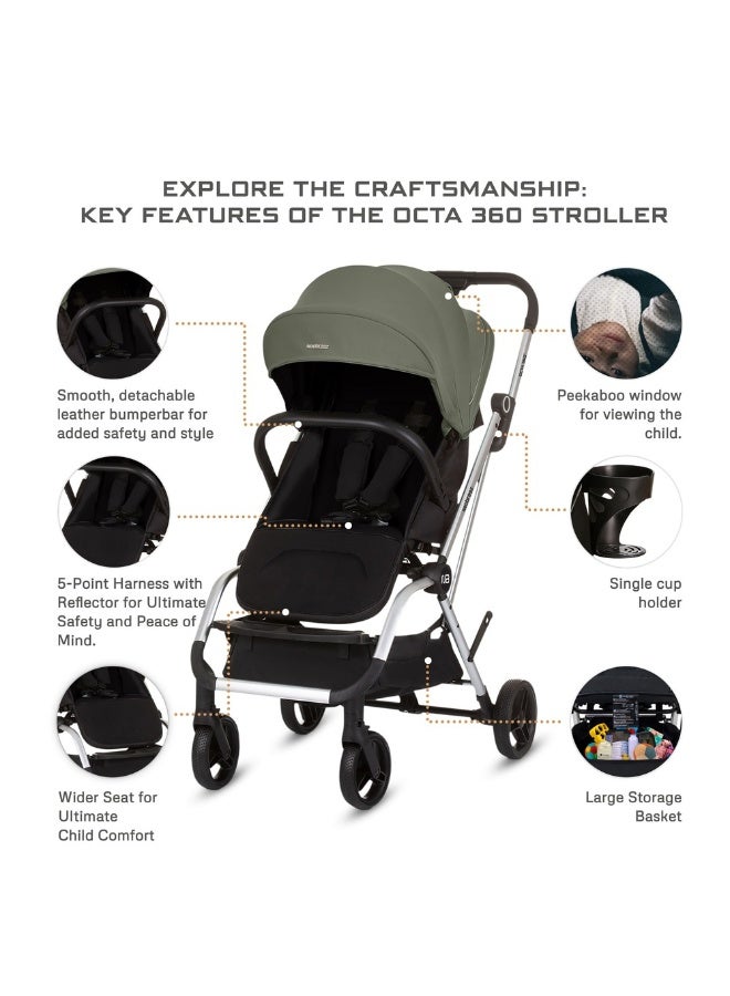 نيوبريز عربة أطفال دوارة  درجة خفيفة الوزن للسفر، مقعد قابل للعكس، قابلة للطي بيد واحدة، مظلة مقاومة للماء بعامل حماية +، ضمان  سنوات - Image 4