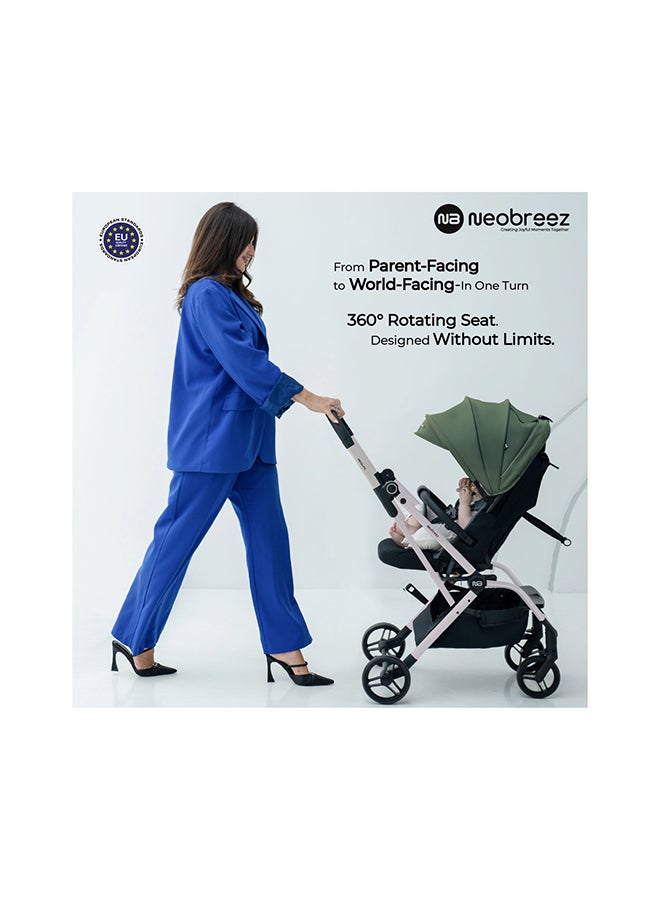 neobreez OCTA 360° Rotate Seat Lightweight Compact Travel Toddler Baby Stroller,  Reversible Handle Baby Trolley, Two-Way Baby Stroller, One-Hand Fold, Waterproof UPF 50+ Canopy, 0-4 Yrs, 22kg,  3yrs Warranty - Image 3