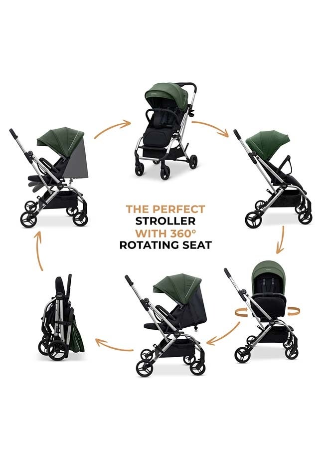 نيوبريز عربة أطفال دوارة  درجة خفيفة الوزن للسفر، مقعد قابل للعكس، قابلة للطي بيد واحدة، مظلة مقاومة للماء بعامل حماية +، ضمان  سنوات - Image 5