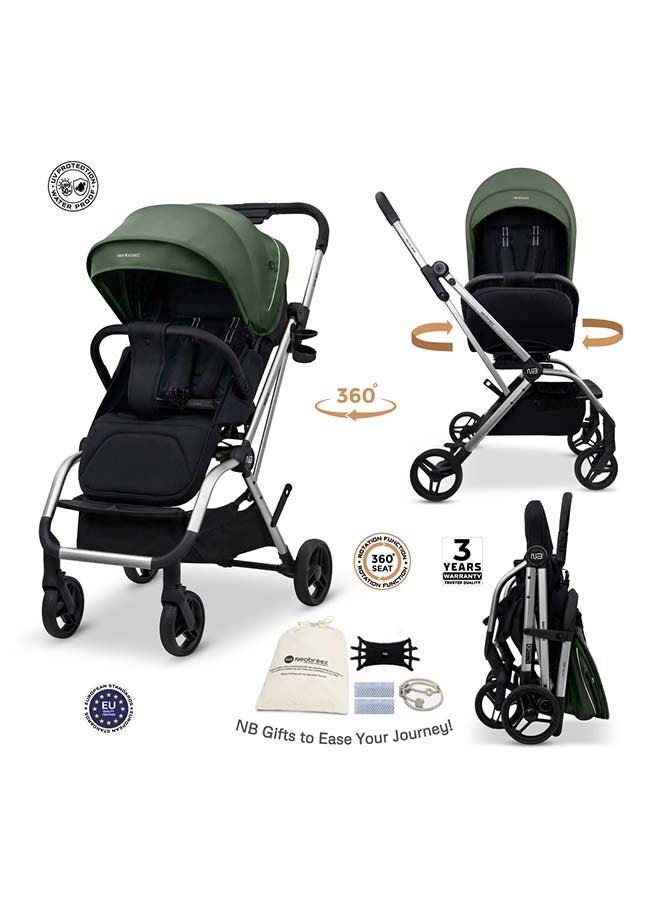 نيوبريز عربة أطفال دوارة  درجة خفيفة الوزن للسفر، مقعد قابل للعكس، قابلة للطي بيد واحدة، مظلة مقاومة للماء بعامل حماية +، ضمان  سنوات - Image 2