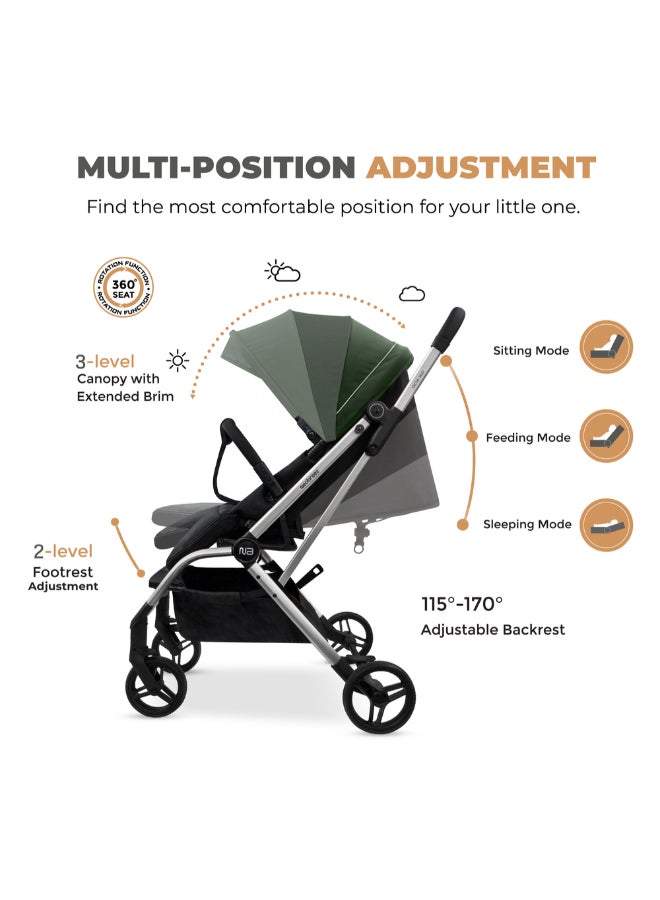 neobreez OCTA 360° Rotate Seat Lightweight Compact Travel Toddler Baby Stroller,  Reversible Handle Baby Trolley, Two-Way Baby Stroller, One-Hand Fold, Waterproof UPF 50+ Canopy, 0-4 Yrs, 22kg,  3yrs Warranty - Image 4