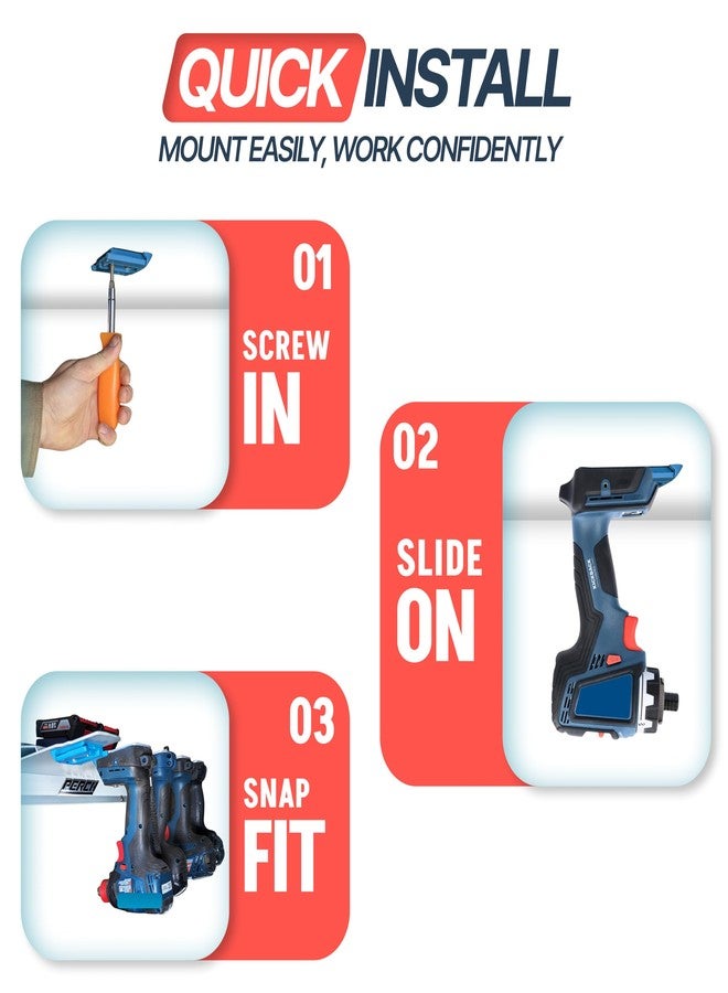 PERCH Tool Organization for BOSCH/FEIN18v Tools (3 Holders) | Made in USA | Patented Snap-Fit Locks Tools into Place | Hardware Included | Strongest Tool Mount - Image 3