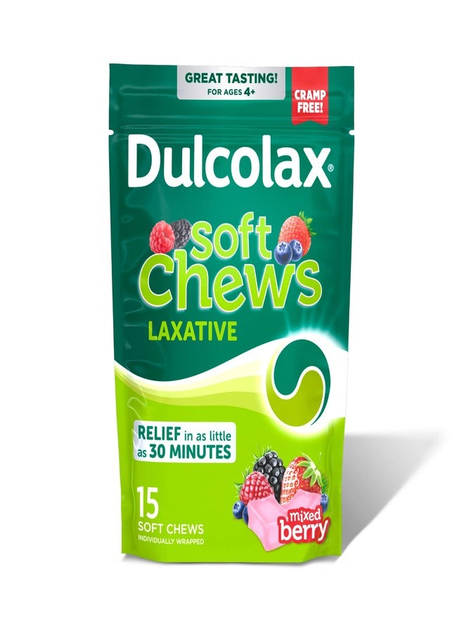 Dulcolax Saline Laxative Soft Chews, Gentle Constipation Relief, Mixed Berry Flavor, Magnesium Hydroxide 1200 mg, 15 Count - Image 1