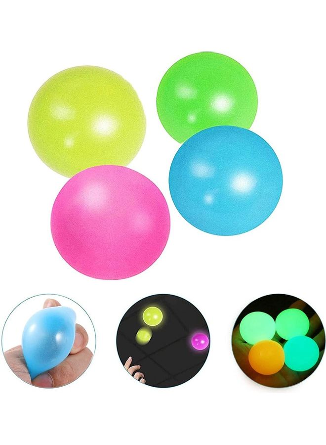 XiuWoo 4-Piece Non- Toxic Silicone Stress Relieve Novelty Fluorescent Sticky Target Ball Set - Image 1